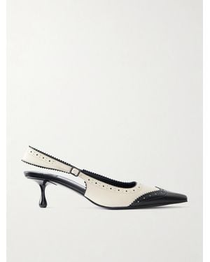 Jimmy Choo Amel 50 Two-Tone Leather Slingback Pumps - White
