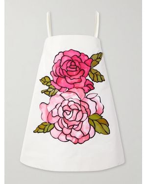 Oscar de la Renta Embellished Faille Mini Dress - Pink