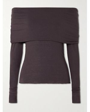 Skims Modal-Blend Off-Shoulder Long-Sleeve Top – Schulterfreies Oberteil Aus Einer Modalmischung – Phoenix - Blau