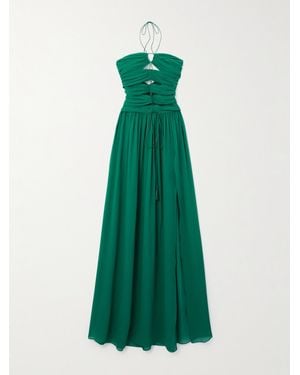 Tom Ford Neckholder-Robe Aus Seiden-Georgette Mit Cut-Outs Und Troddeln - Grün