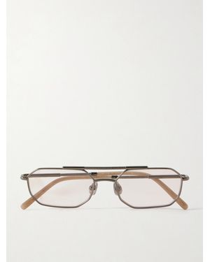 Brunello Cucinelli Aviator-Style Titanium Optical Glasses - Natural