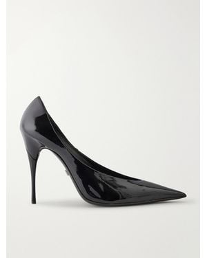 Gucci Sharp Patent-Leather Court Shoes - Black