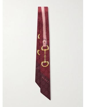 Gucci Foulard En Serge De Soie Jacquard Imprimée - Rouge