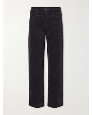 Mother The Newbie Ankle Cotton-Blend Corduroy Mid-Waist Straight-Leg Trousers - Blue