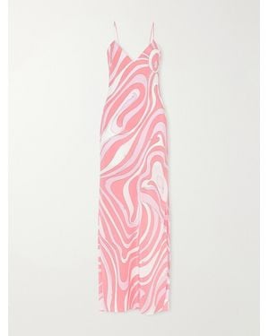 PUCCI Printed Silk-Twill Maxi Dress - Pink