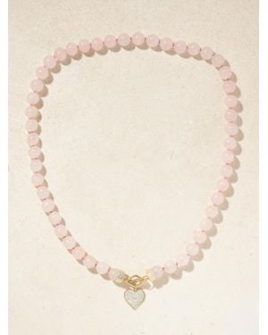 Sydney Evan Love 14-Karat, Rose Quartz And Diamond Necklace - Natural