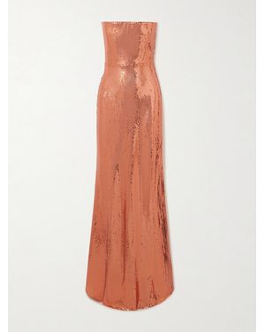 Alex Perry Strapless Sequined Mesh Gown - White