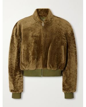 Arma Azra Reversible Shearling And Satin Bomber Jacket - Green