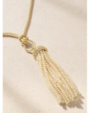 BY PARIAH Reverie Tassel 14-Karat Recycled, Diamond And Pearl Necklace - Natural