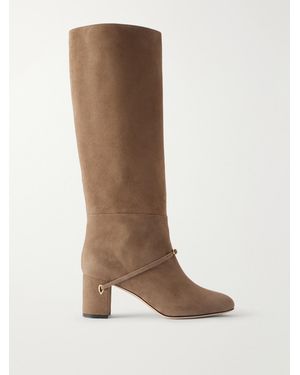 Jennifer Chamandi Sami 65 Buckle-Detailed Suede Knee Boots - Brown