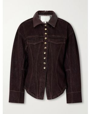 RÙADH The Lennox Panelled Leather-Trimmed Denim Jacket - Black