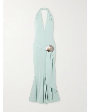 Conner Ives Neckholder-Midikleid Aus Recyceltem Stretch-Satin Mit Verzierung - Blau
