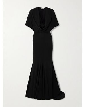 Magda Butrym Hooded Draped Stretch-Silk Gown - Black