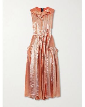 Maticevski Trailblaze Ruffled Metallic Brocade Gown - White