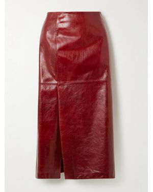 Sportmax Paneled Leather Midi Skirt - Red