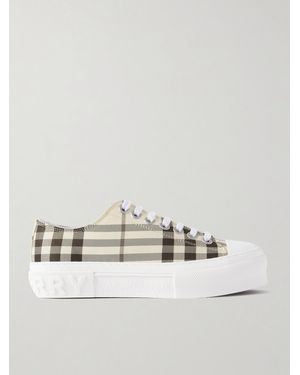 Burberry Checked Canvas Trainers - Natural