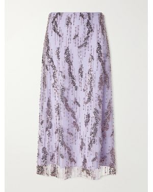 STAUD Bead-Embellished Midi Skirt - Purple