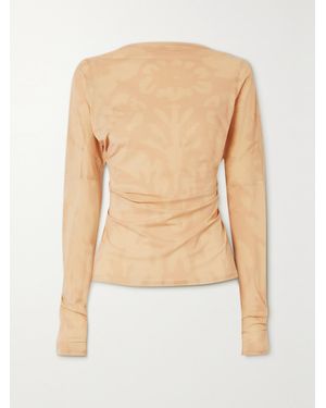 Ioannes Open-Back Panelled Printed Stretch-Jersey Top - Natural