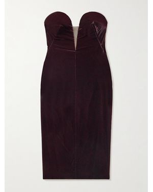 Tom Ford Strapless Velvet Midi Dress - Purple