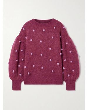 ALÉMAIS Elia Pompom-Embellished Knitted Sweater - Lila