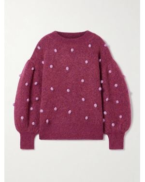 ALÉMAIS Elia Pompom-Embellished Knitted Jumper - Purple