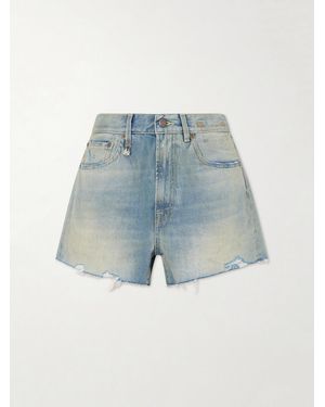 R13 X-Bf Frayed Denim Shorts - Blue