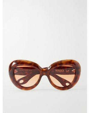 Jacques Marie Mage Monarch Round-Frame Acetate Sunglasses - Brown
