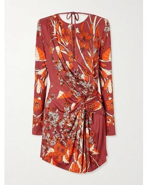 Johanna Ortiz Rainforest Canopy Open-Back Draped Printed Jersey Mini Dress - Red
