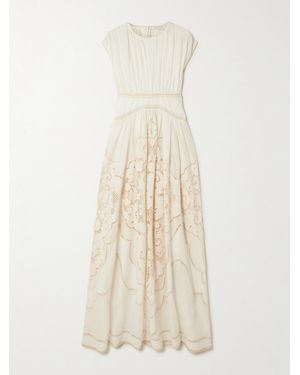 Zimmermann Daylight Broderie Anglaise Linen Midi Dress - Natural