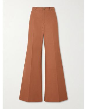 Chloé Organic Cotton Wide-Leg Trousers - Brown