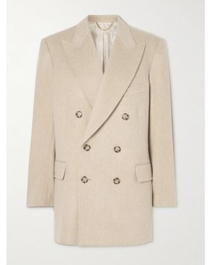 Victoria Beckham Double-breasted Wool And Cashmere-blend Blazer - Natural