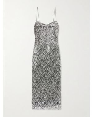 Christopher Esber Midikleid Aus Spitze Mit Pailletten - Grau