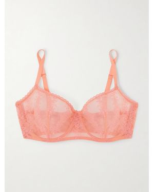 Eres Fleur Du Sel Embroidered Stretch-Tulle Underwired Soft-Cup Bra - Pink