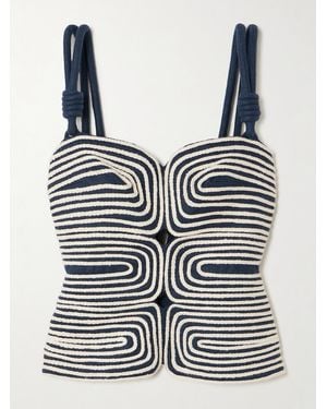 ANDRES OTALORA Marea Knotted Embroidered Linen Top - Grey
