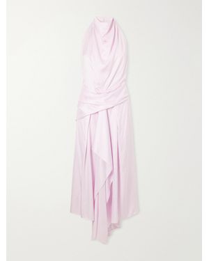 Brandon Maxwell Marin Satin Halterneck Midi Dress - Pink