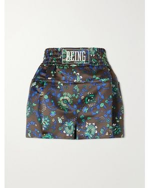 Sacai Floral-Print Satin Shorts - Blue