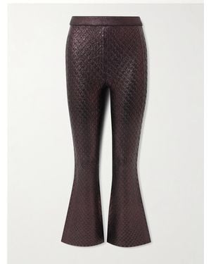 Rabanne Metallic Jacquard-Knit Flared Trousers - Brown