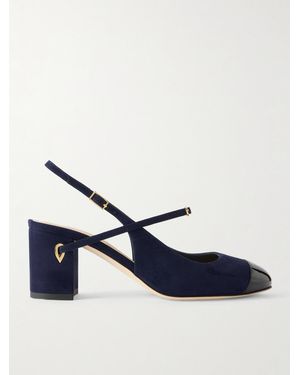 Jennifer Chamandi Mattia 65 Patent Leather-Trimmed Suede Slingback Court Shoes - Blue