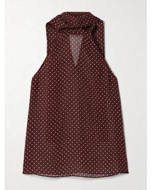 Nili Lotan Alla Polka-Dot Silk-Chiffon Halterneck Tank - Purple