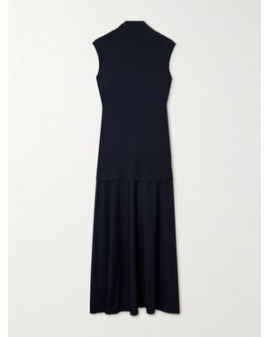 Jil Sander Layered Jersey Turtleneck Maxi Dress - Blue