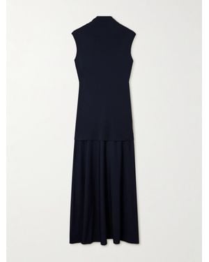 Jil Sander Layered Jersey Turtleneck Maxi Dress - Blue