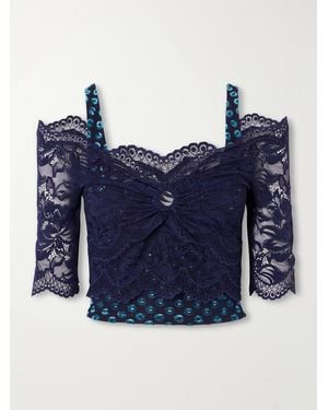 Rabanne Devoré Lace Blouse - Blue