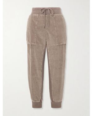 James Perse Jersey-Trimmed Cotton-Blend Corduroy Tapered Track Pants - Natural