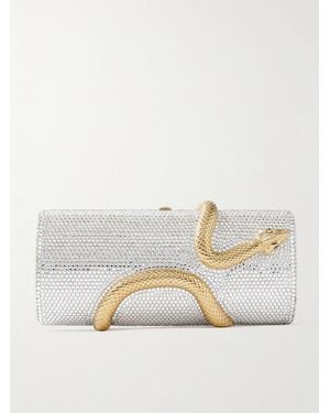 Judith Leiber Snake Crystal-Embellished And-Tone Clutch - Natural