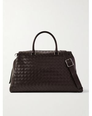 Bottega Veneta Intrecciato Leather Weekend Bag - Black