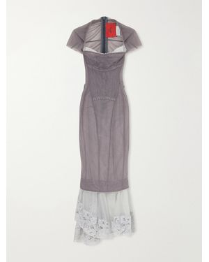 Dilara Findikoglu Cloudy Border Lace-Trimmed Midi Dress - White