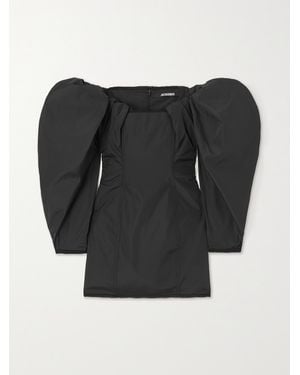 Jacquemus Off-The-Shoulder Taffeta Mini Dress - Black
