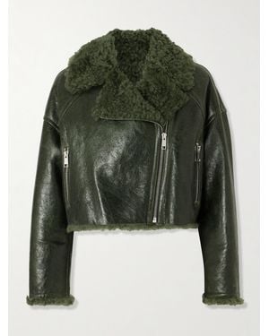 Yves Salomon Verkürzte Jacke Aus Shearling - Grün