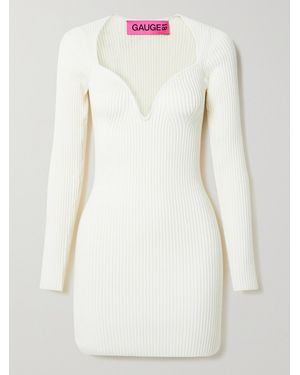 GAUGE81 Mija Ribbed Merino Wool-Blend Mini Dress - White