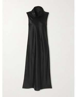 Leset Barb Satin Midi Dress - Black